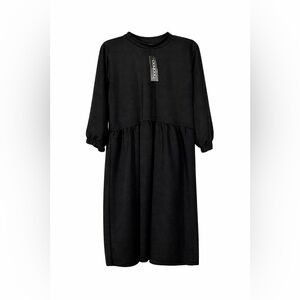 Boohoo Black Sweat Smock Midi Dress
